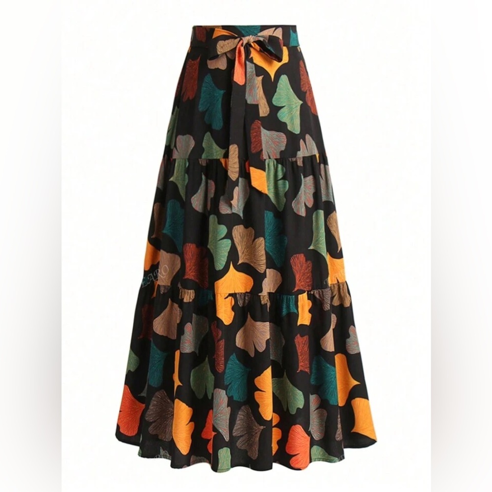 SHEIN Women’s Gingko Leaf Print Skirt Size M